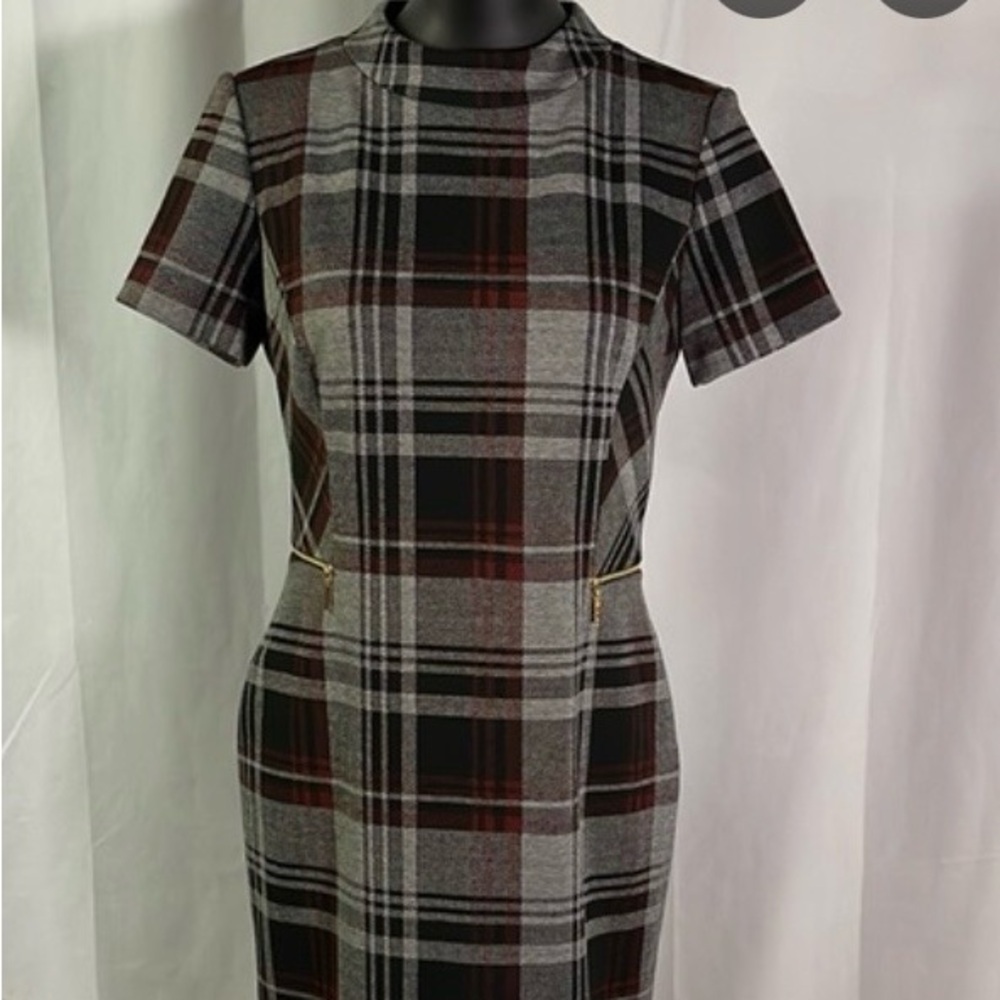 TAHARI Plaid Dress